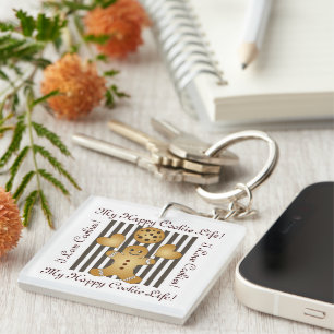 Personalised Cute Gingerbread Man Cookie Key Ring