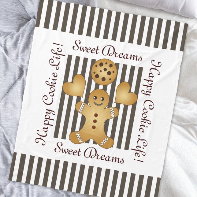Personalised Cute Gingerbread Man Cookie Kids Fleece Blanket (Creator Uploaded)