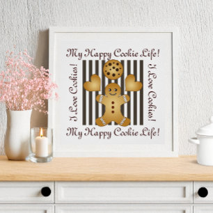 Personalised Cute Gingerbread Man Cookie Poster