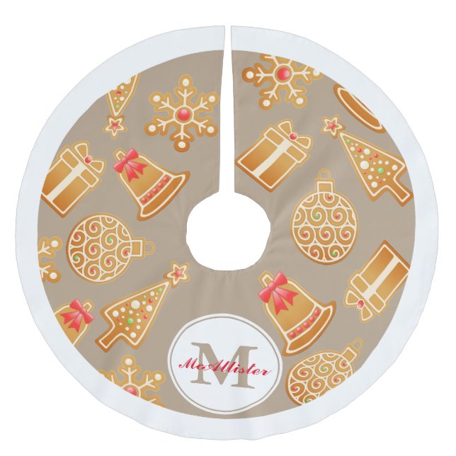 Personalised - Cute Gingerbread Ornaments Brushed Polyester Tree Skirt (Front)