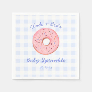 Personalised Cute Gingham Doughnut Baby Sprinkle Napkin