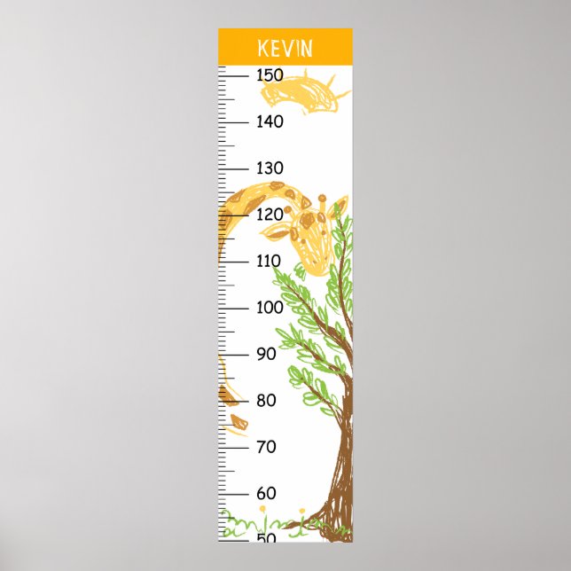 Personalised Cute Giraffe Growth Chart (Front)