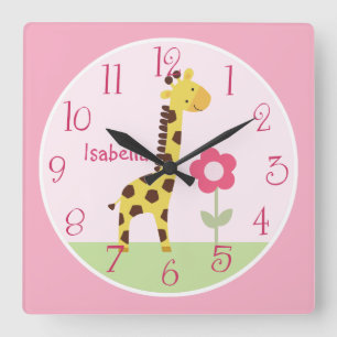 Personalised Cute Giraffe Nursery Clock