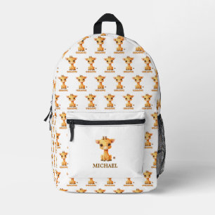 Personalised Cute Giraffe Pattern Printed Backpack