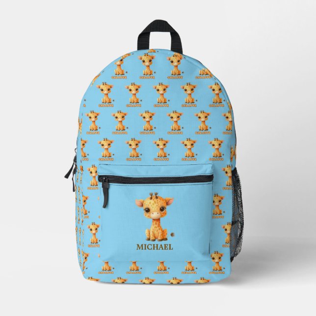Personalised Cute Giraffe Pattern Printed Backpack (Front)