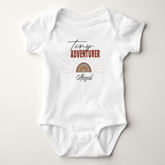 Personalised Cute Girl Boho Tiny Adventurer Baby Bodysuit (Front)