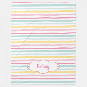 Personalised Cute Girl Colourful Stripe Blanket
