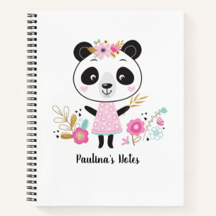 Personalised Cute Girl Panda Notebook