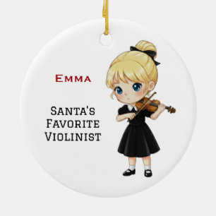 Personalised Cute Girl Playing Violin  Ceramic Ornament