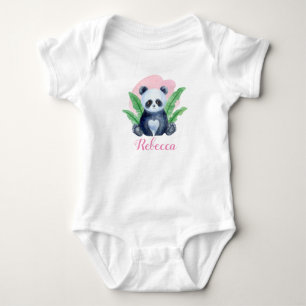 Personalised Cute Girls Panda BearTropical Baby Bodysuit