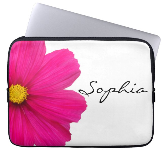personalised cute girly pink flower laptop sleeve (Front)