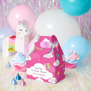 Personalised Cute Girly Pink Rainbow & Skies Favour Box