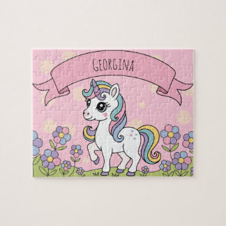 Personalised Cute Girly Unicorn Jigsaw Puzzle