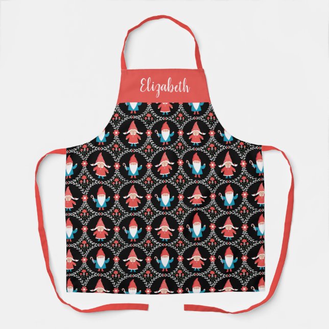 Personalised Cute Gnome Christmas Apron (Front)