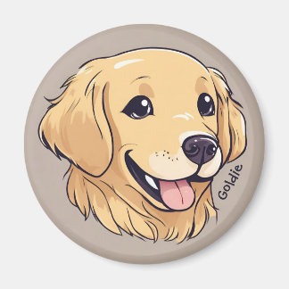 Personalised Cute Golden Retriever Magnet
