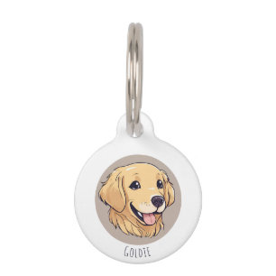 Personalised Cute Golden Retriever Pet Tag