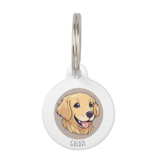 Personalised Cute Golden Retriever Pet Tag