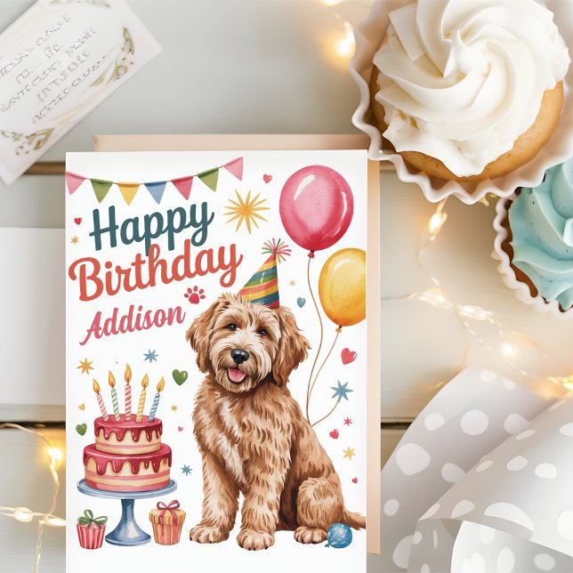 Personalised Cute Goldendoodle Birthday Card (Creator Uploaded)