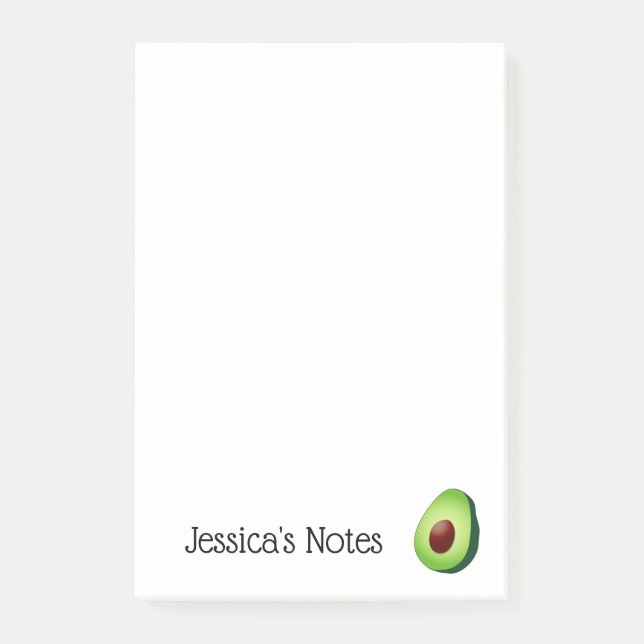 Personalised cute green avocado Post-it® notes (Front)