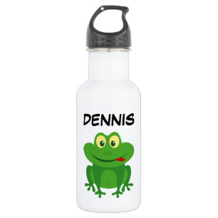 Personalised cute green frog cartoon custom name 532 ml water bottle