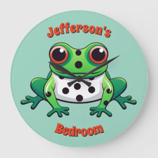 Personalised Cute Green Polka Dot Wall Clock