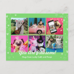  Personalised Cute Green Stylish Hearts Photo Postcard