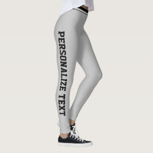 Personalised Cute Grey Neutral Striped Athleisure Leggings