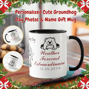 Personalised Cute Groundhog Day Photos & Name Gift Mug
