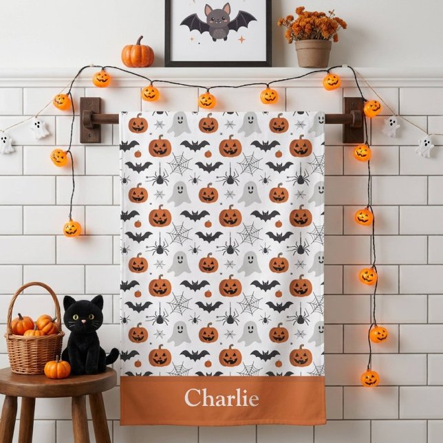 Personalised Cute Halloween Bath Towel (Creator Uploaded)