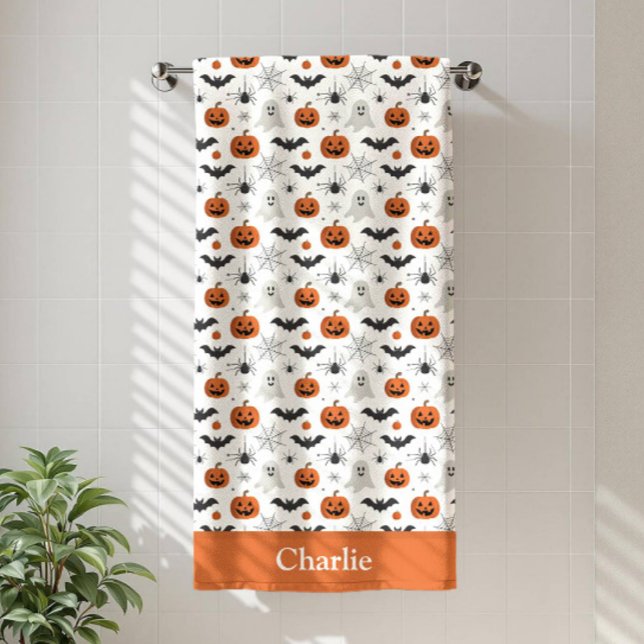 Personalised Cute Halloween Bath Towel (Creator Uploaded)