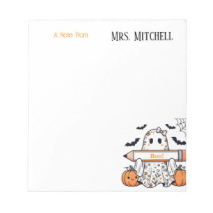 Personalised Cute Halloween Ghost Teacher Notepad
