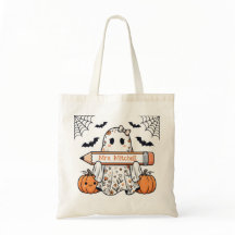 Personalised Cute Halloween Ghost Teacher Tote Bag
