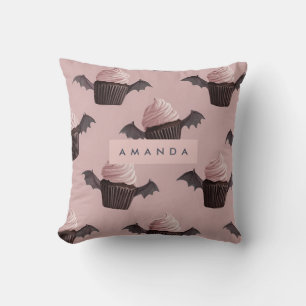 Personalised Cute Halloween Spooky Bat Cupcake Cushion