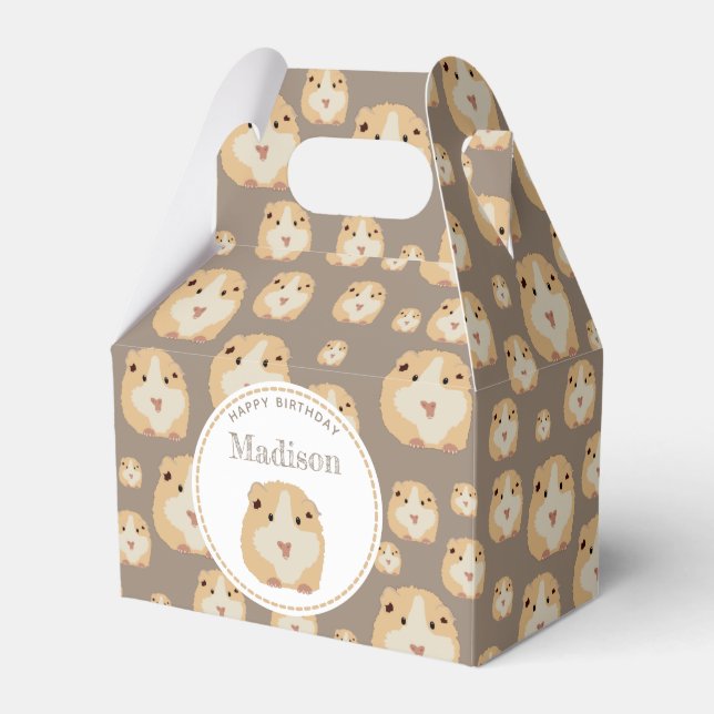 Personalised Cute Hamster Pattern Birthday Party Favour Box (Front Side)