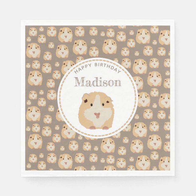 Personalised Cute Hamster Pattern Birthday Party  Napkin (Front)