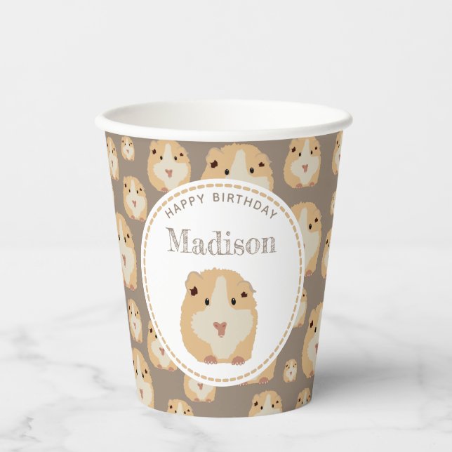 Personalised Cute Hamster Pattern Birthday Party Paper Cups (Front)