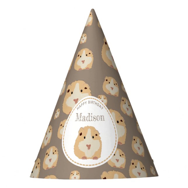 Personalised Cute Hamster Pattern Birthday Party  Party Hat (Front)