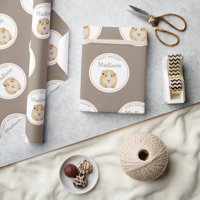 Personalised Cute Hamster Pattern Birthday Party  Wrapping Paper (Crafts)