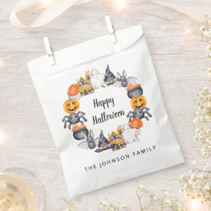 Personalised Cute Happy Halloween Illustration Favour Bag