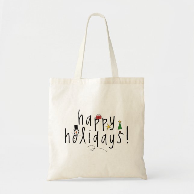 Personalised Cute Happy Holidays Tote Bag (Front)