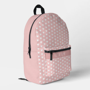 Personalised Cute Hearts Pattern Pink Printed Backpack