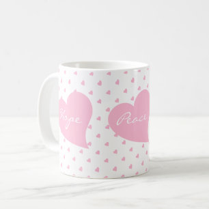 Personalised Cute Hearts Peace, Love and Hope Coffee Mug