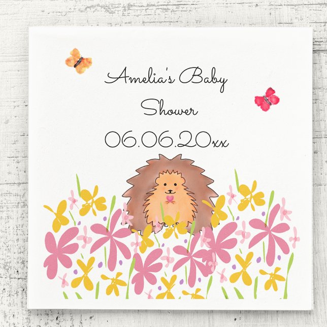 Personalised Cute Hedgehog Baby shower Napkin (Creator Uploaded)