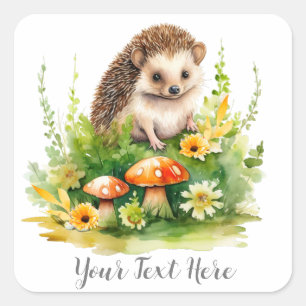 Personalised Cute Hedgehog Square Sticker