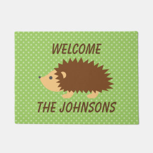 Personalised cute hedgehog welcome door mat