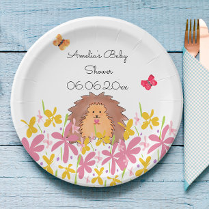 Personalised Cute Hedghog Baby Shower Paper Plate