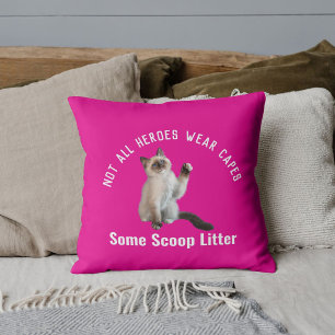 Personalised Cute Hero Cat Dad Father's Day Funny Cushion