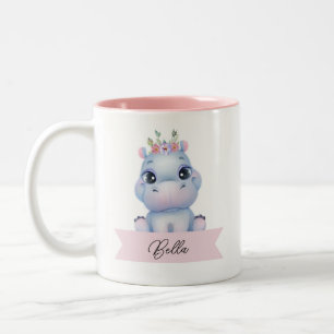Personalised cute hippo  Two-Tone coffee mug