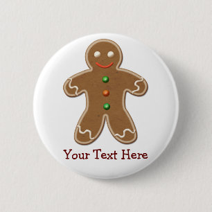 Personalised Cute Holiday Gingerbread Man 6 Cm Round Badge