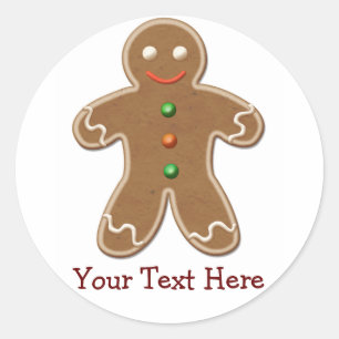 Personalised Cute Holiday Gingerbread Man Classic Round Sticker